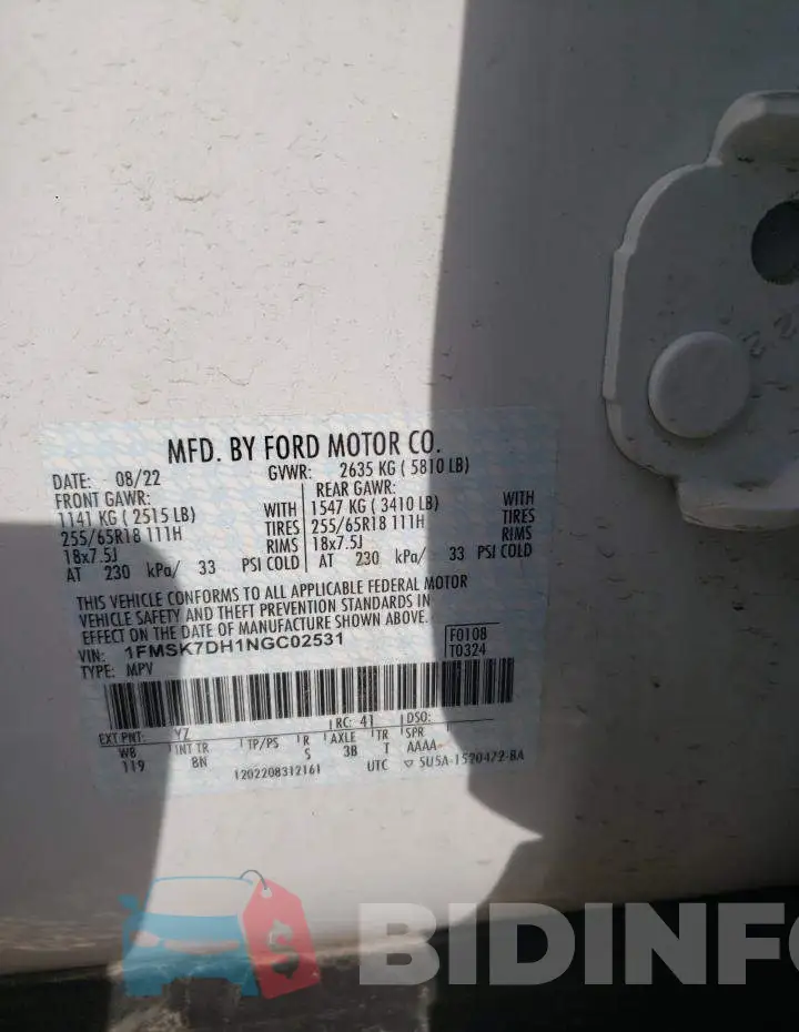 1FMSK7DH1NGC02531 Photo# 13