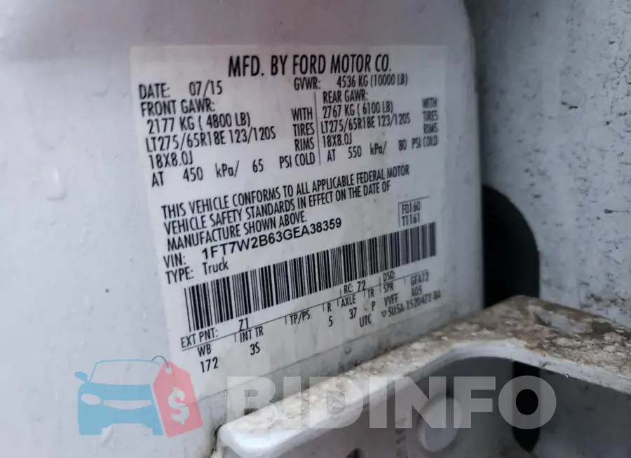 1FT7W2B63GEA38359 Photo# 12