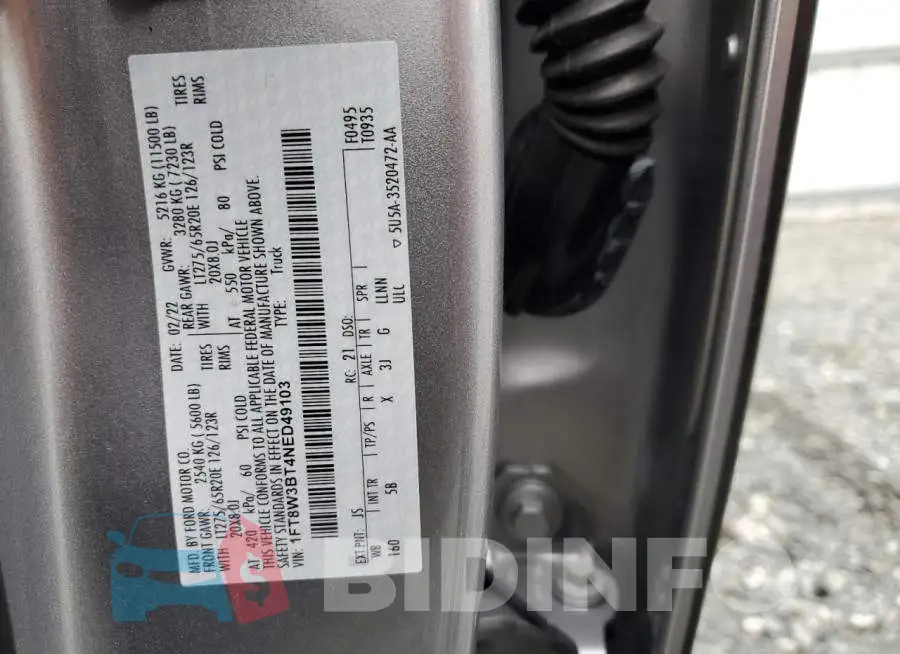 1FT8W3BT4NED49103 Photo# 12