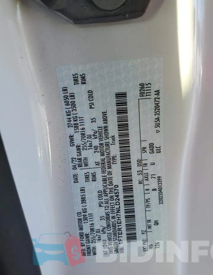 1FTER1EH7NLD24570 Photo# 12