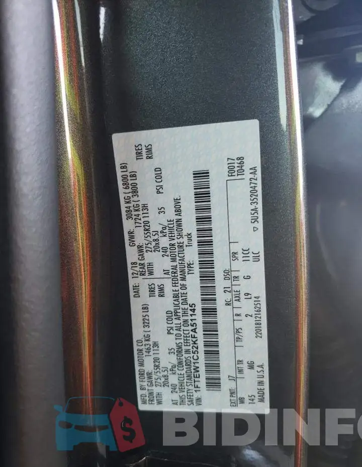 1FTEW1C52KFA51145 Photo# 12