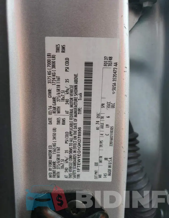 1FTEW1EG1GKD78956 Photo# 13