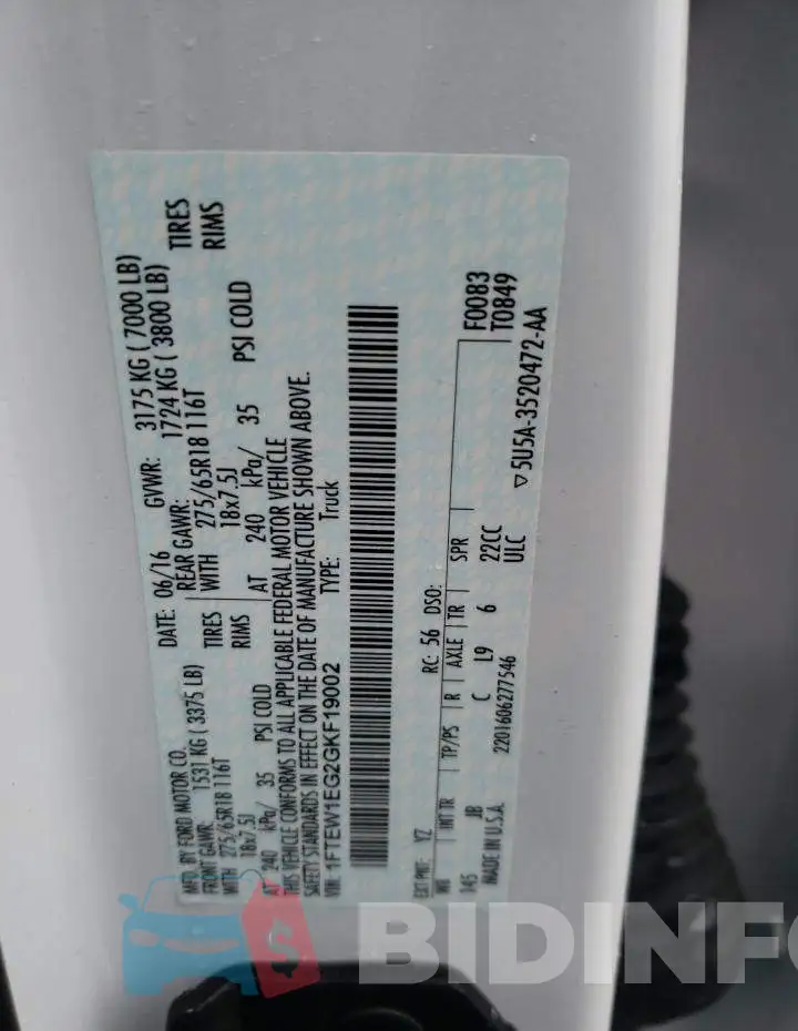 1FTEW1EG2GKF19002 Photo# 12