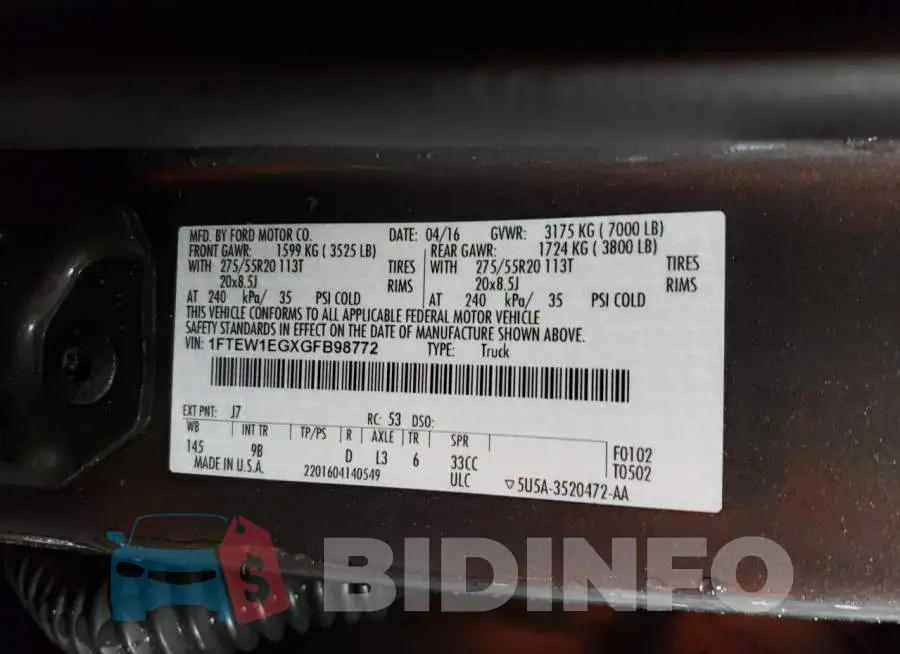 1FTEW1EGXGFB98772 Photo# 12