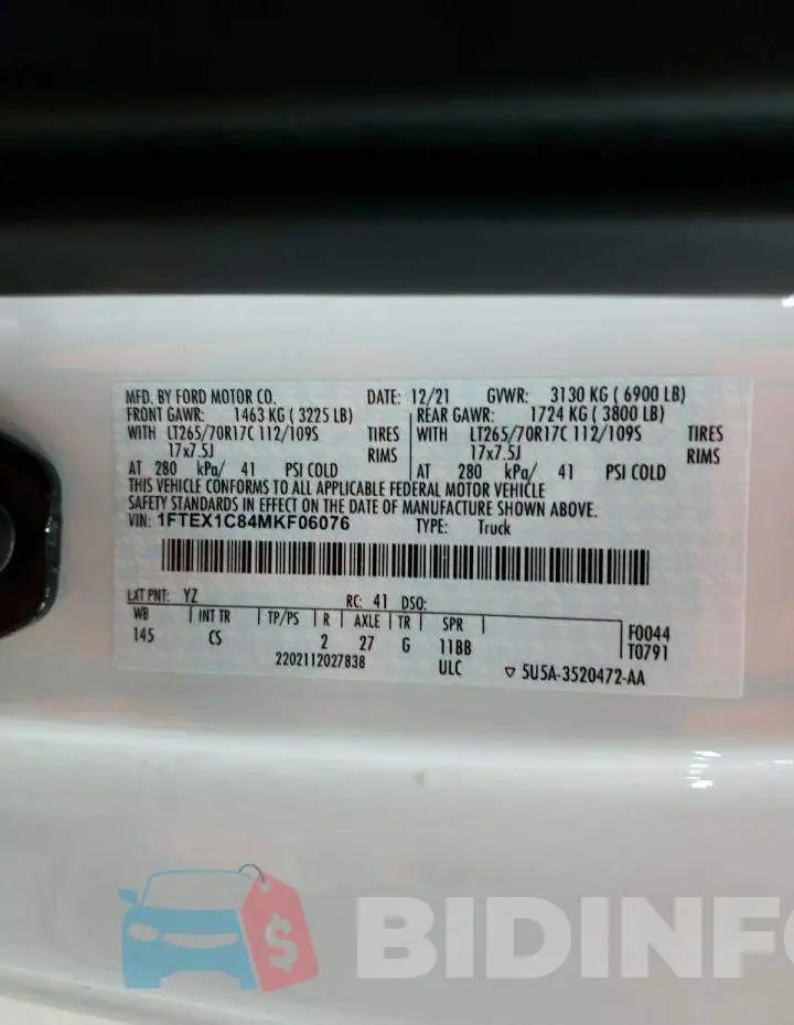 1FTEX1C84MKF06076 Photo# 13