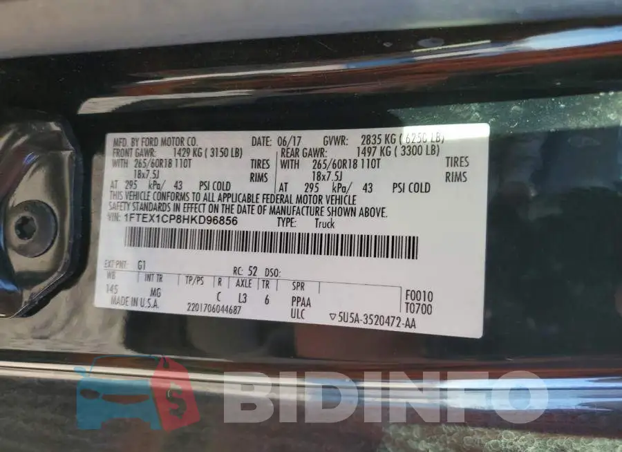 1FTEX1CP8HKD96856 Photo# 12
