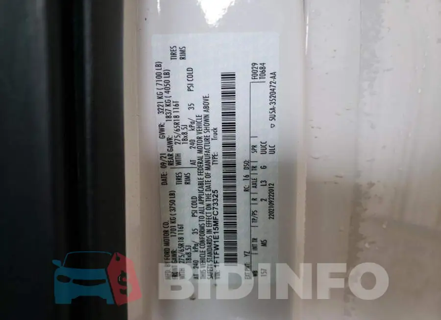 1FTFW1E15MFC73325 Photo# 12