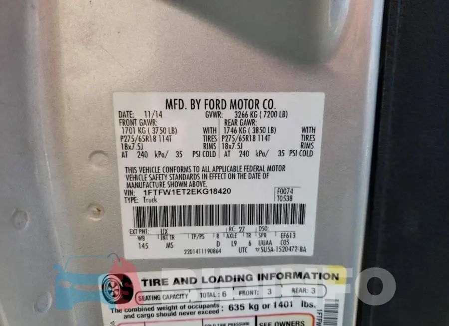 1FTFW1ET2EKG18420 Photo# 10