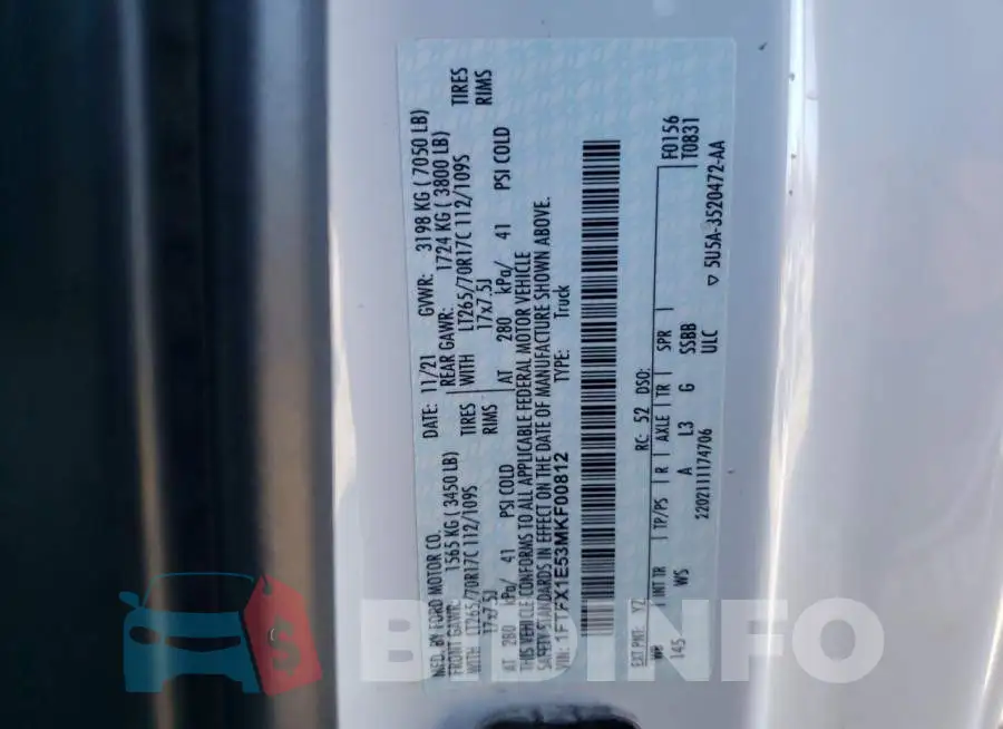 1FTFX1E53MKF00812 Photo# 12