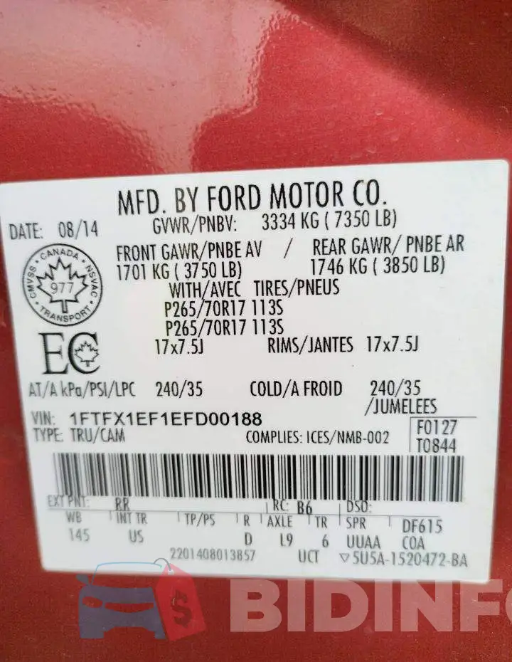 1FTFX1EF1EFD00188 Photo# 12