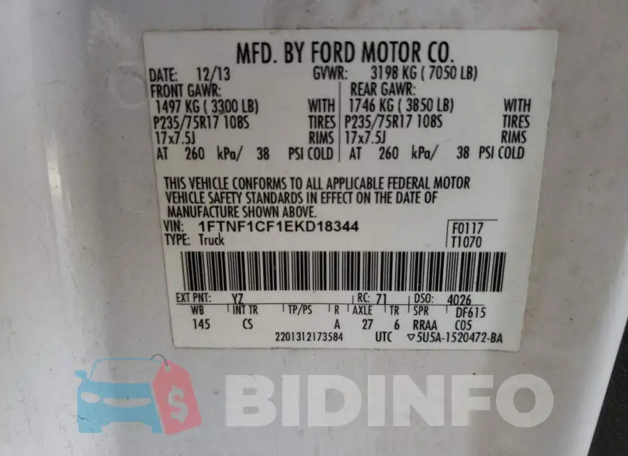 1FTNF1CF1EKD18344 Photo# 12