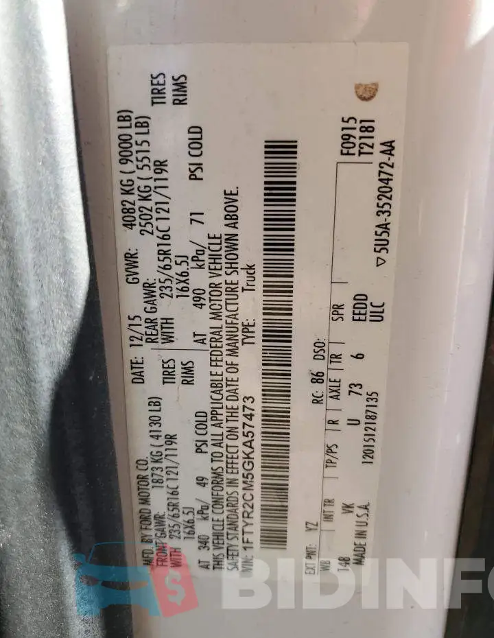 1FTYR2CM5GKA57473 Photo# 14