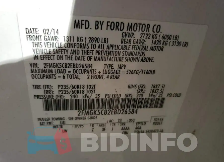 2FMGK5C82EBD26584 Photo# 12
