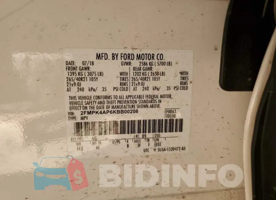 2FMPK4AP6KBB00208 Photo# 13