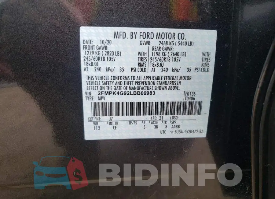 2FMPK4G92LBB09983 Photo# 12
