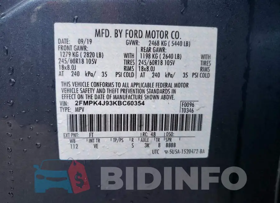 2FMPK4J93KBC60354 Photo# 14