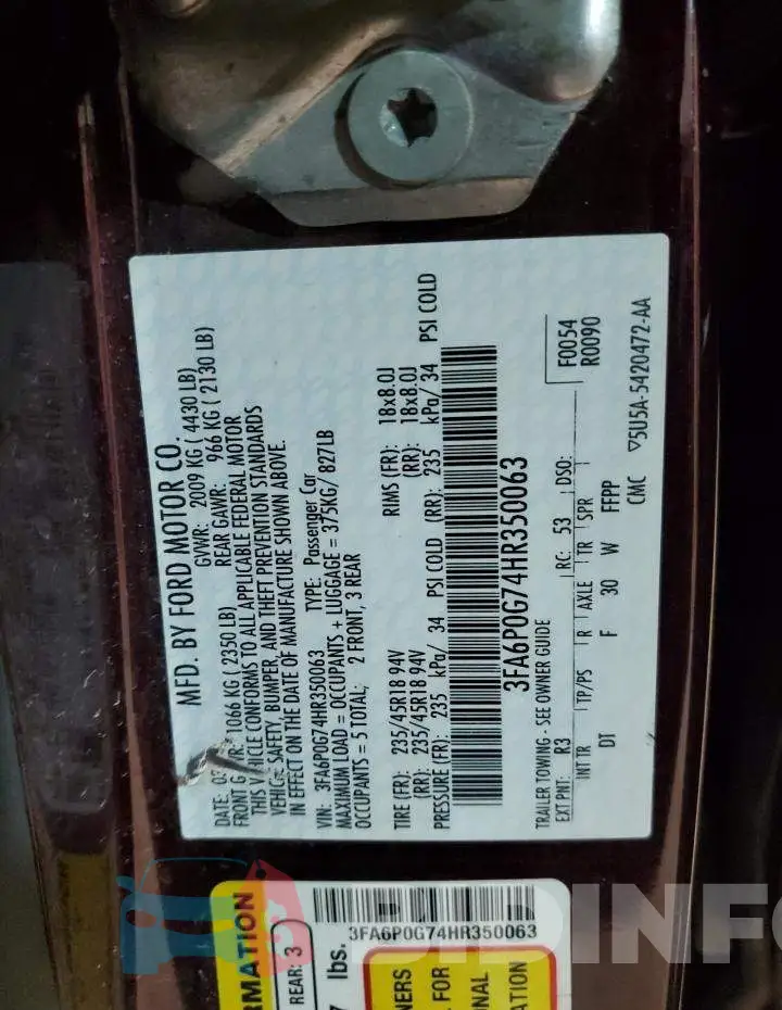 3FA6P0G74HR350063 Photo# 12