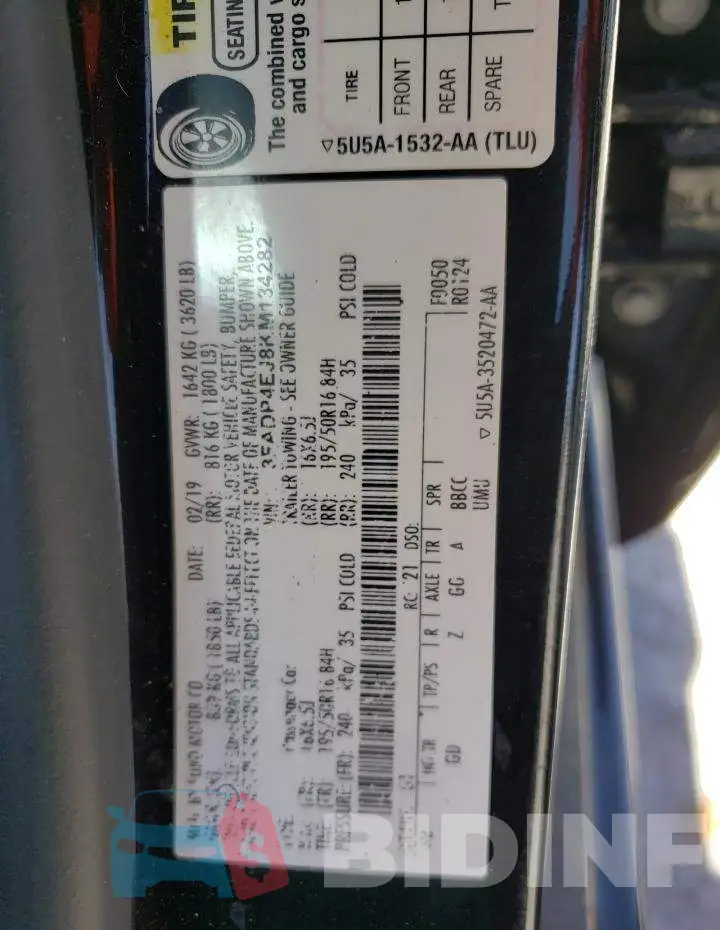3FADP4EJ8KM134282 Photo# 13