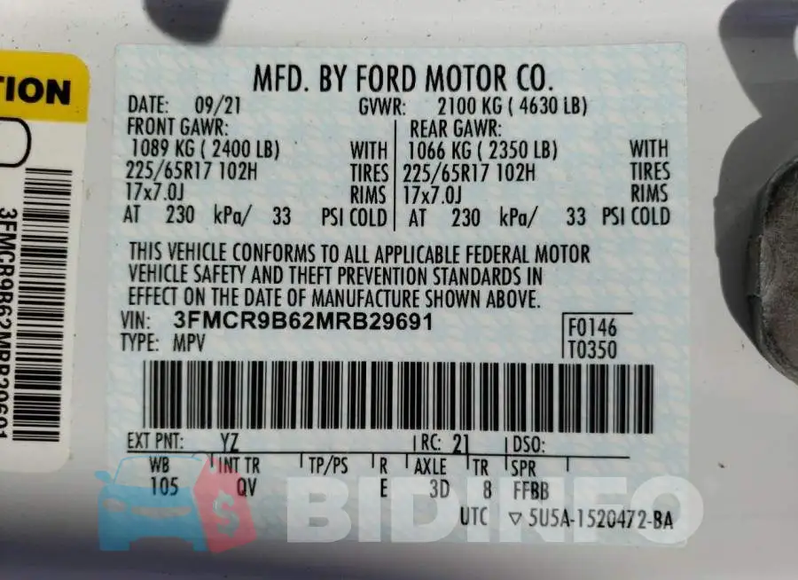 3FMCR9B62MRB29691 Photo# 13