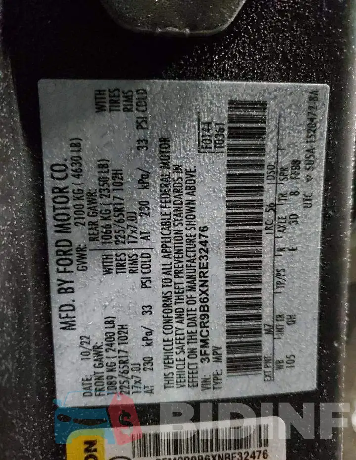 3FMCR9B6XNRE32476 Photo# 13