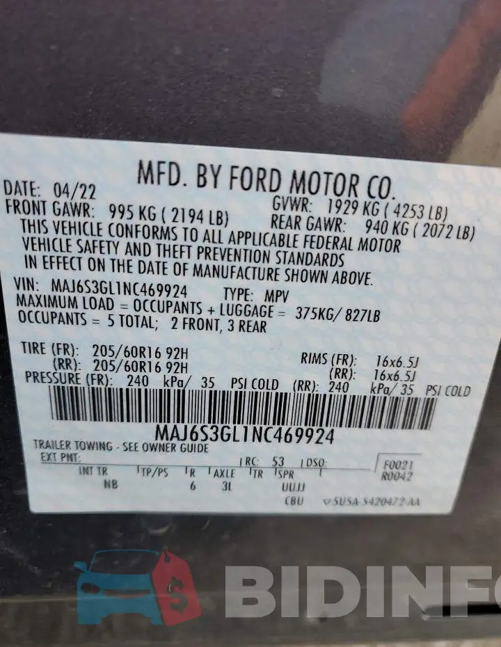 MAJ6S3GL1NC469924 Photo# 14
