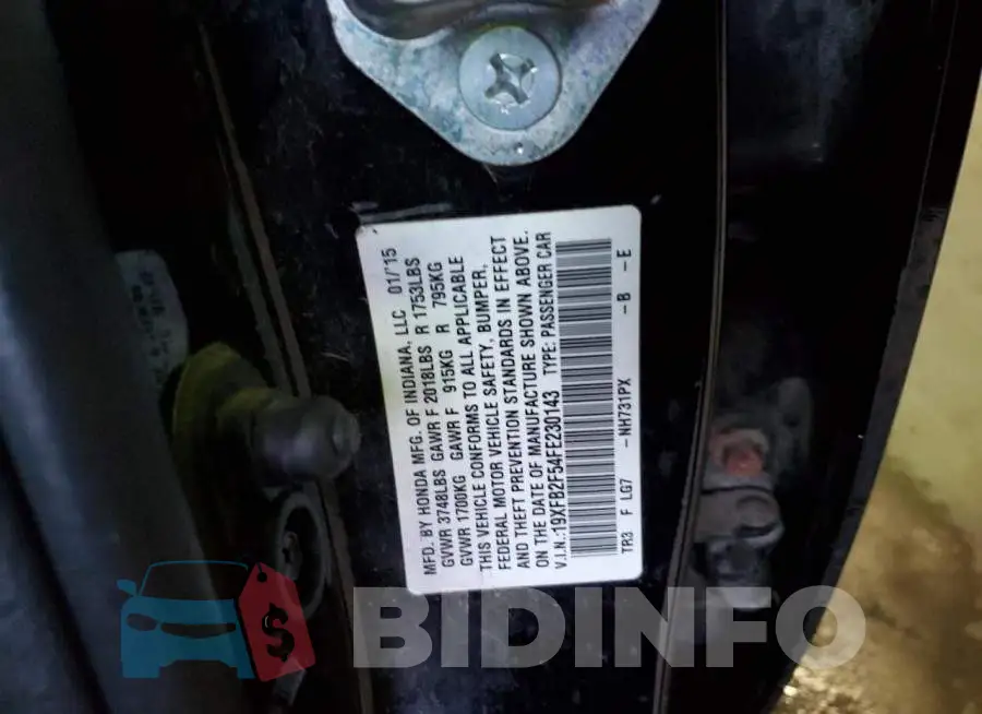 19XFB2F54FE230143 Photo# 12