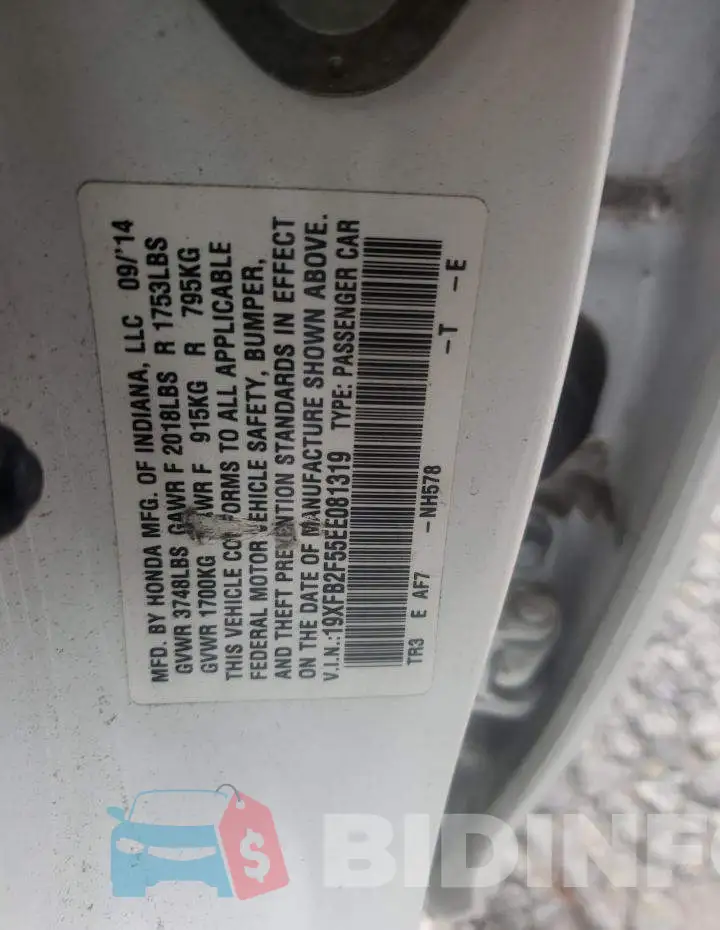 19XFB2F55EE081319 Photo# 12
