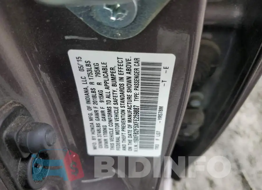 19XFB2F5XFE259887 Photo# 12
