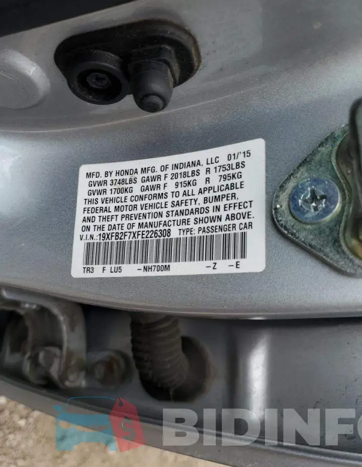 19XFB2F7XFE226308 Photo# 12