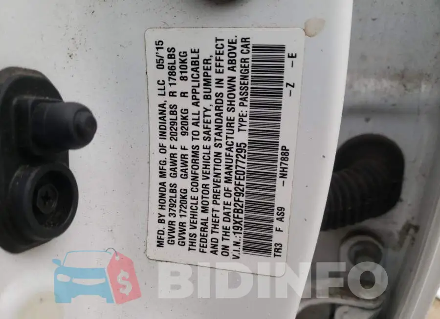 19XFB2F92FE077295 Photo# 13