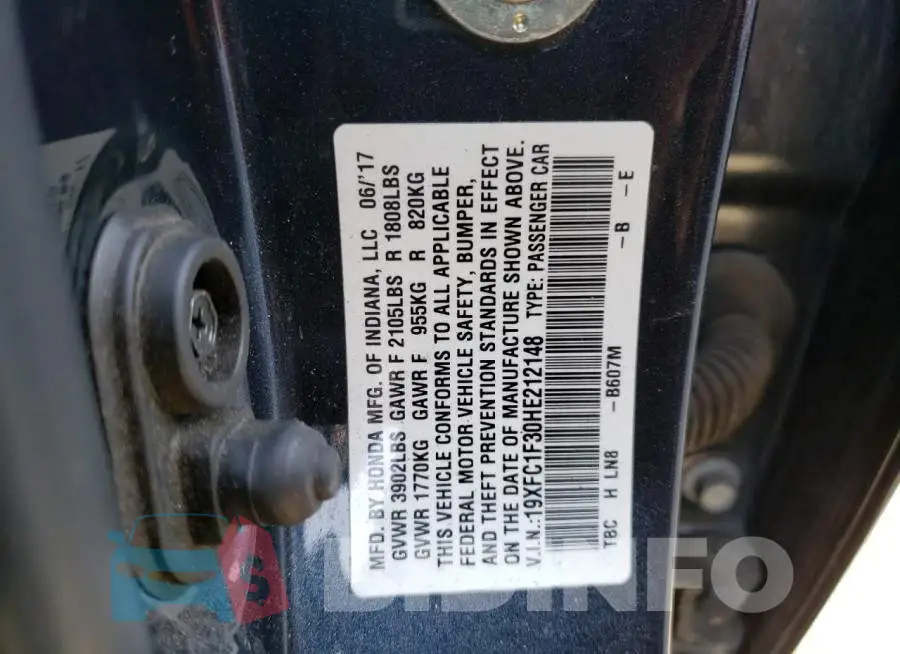 19XFC1F30HE212148 Photo# 12