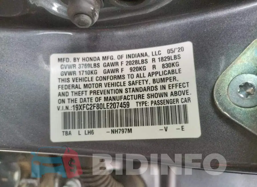 19XFC2F80LE207459 Photo# 12