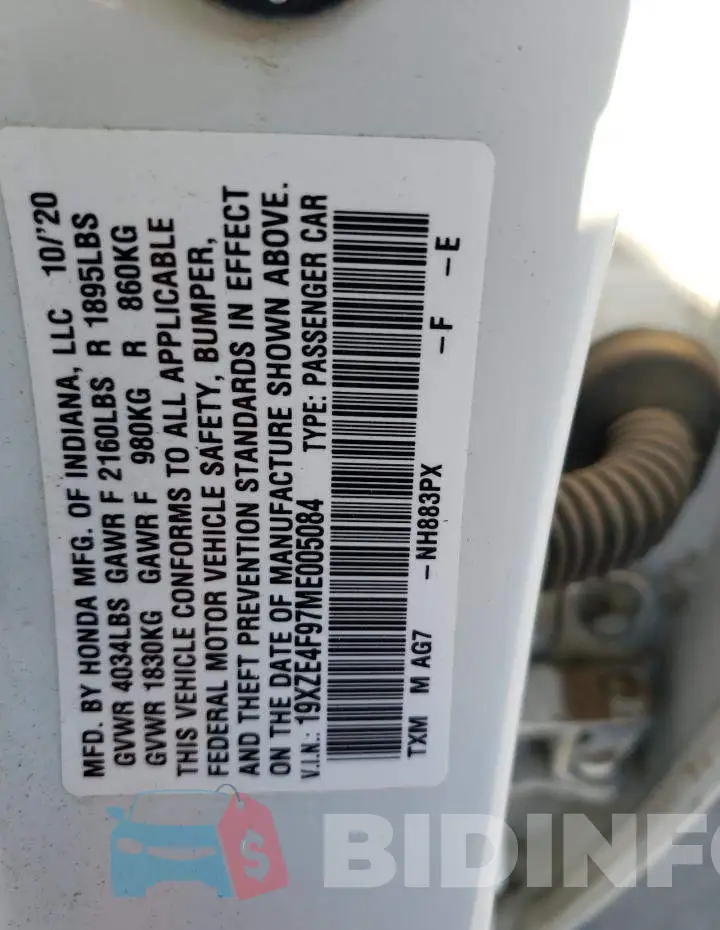 19XZE4F97ME005084 Photo# 10