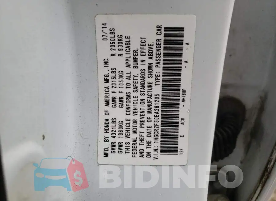 1HGCR2F50EA281205 Photo# 12