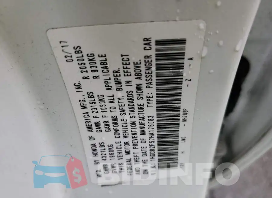 1HGCR2F57HA176083 Photo# 12