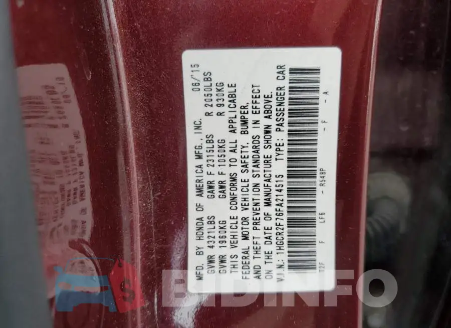 1HGCR2F76FA214515 Photo# 12