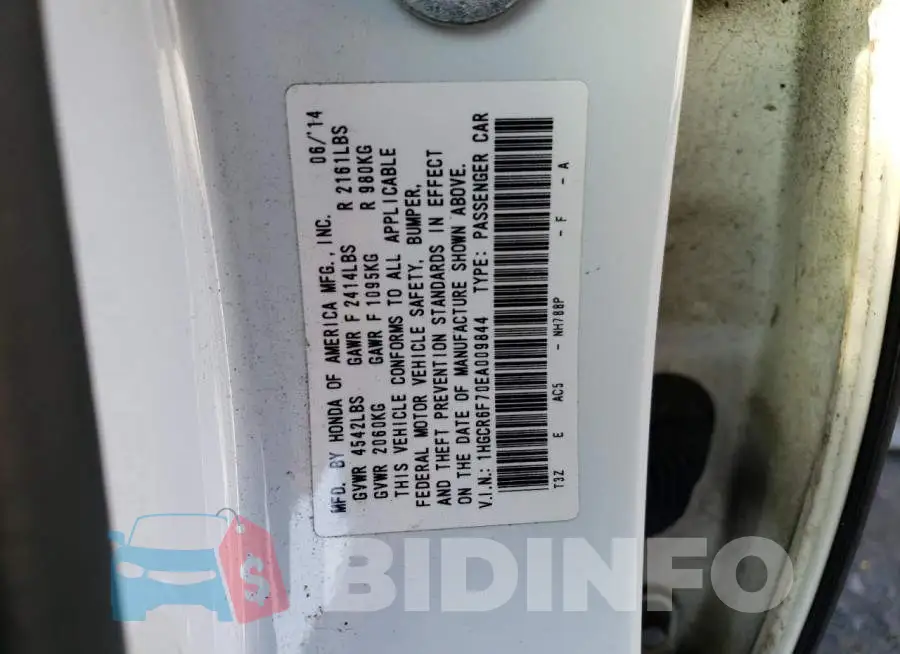 1HGCR6F70EA009844 Photo# 13