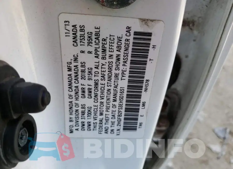 2HGFB2F53EH501651 Photo# 12