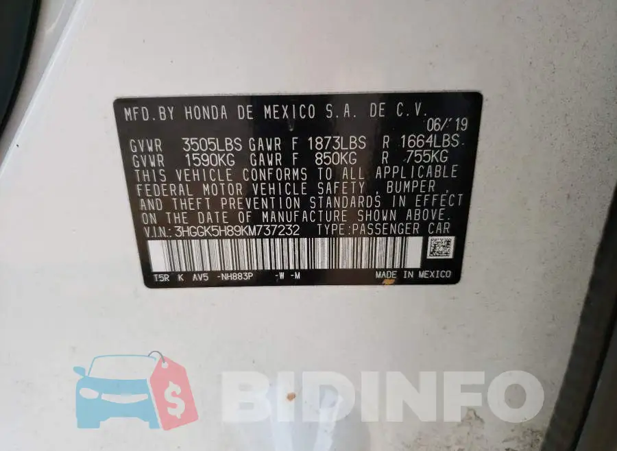 3HGGK5H89KM737232 Photo# 10
