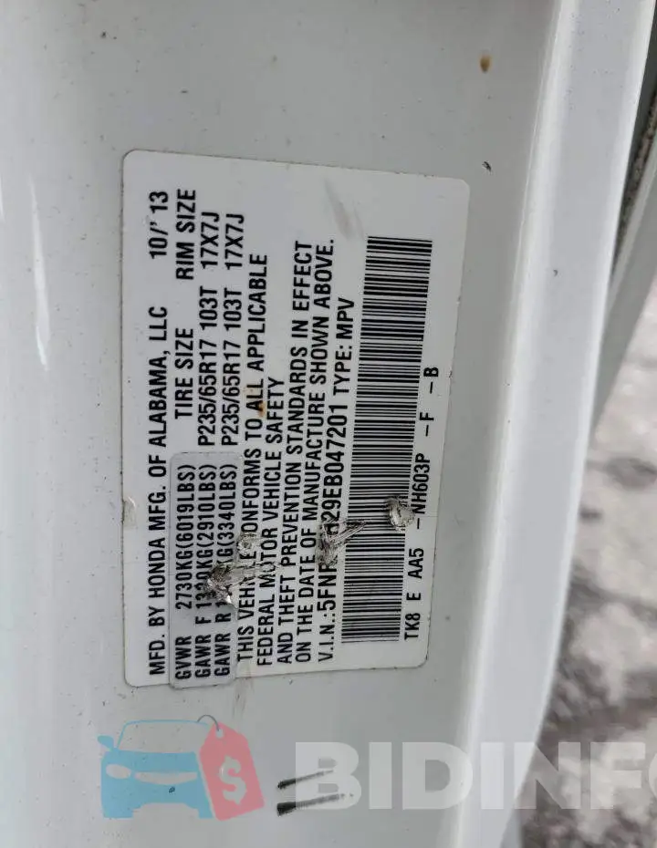 5FNRL5H29EB047201 Photo# 13