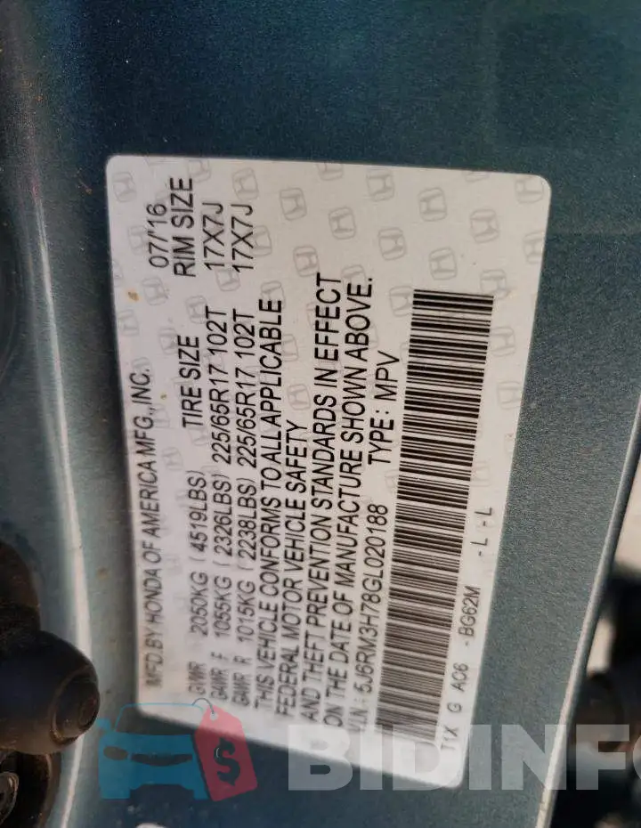 5J6RM3H78GL020188 Photo# 10