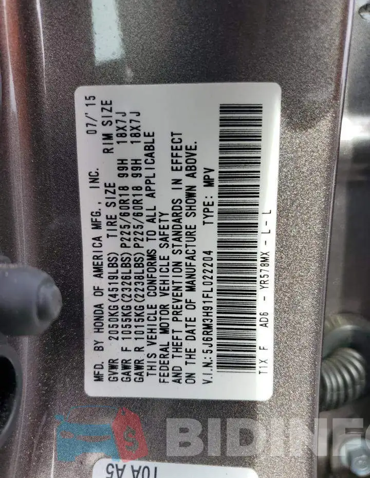 5J6RM3H91FL022204 Photo# 12