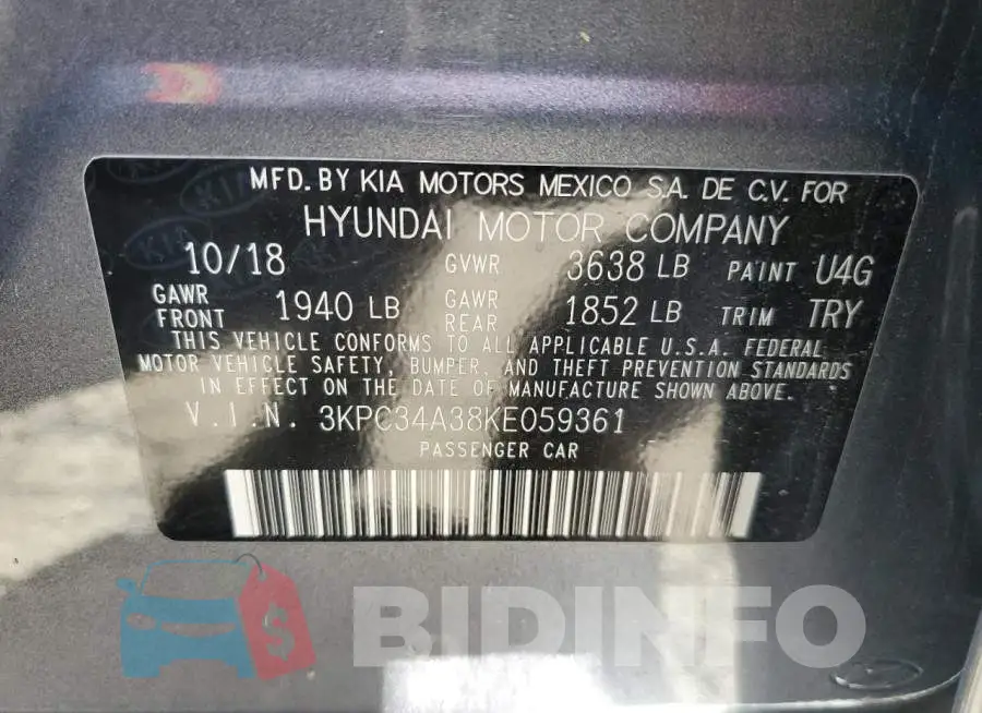 3KPC34A38KE059361 Photo# 12