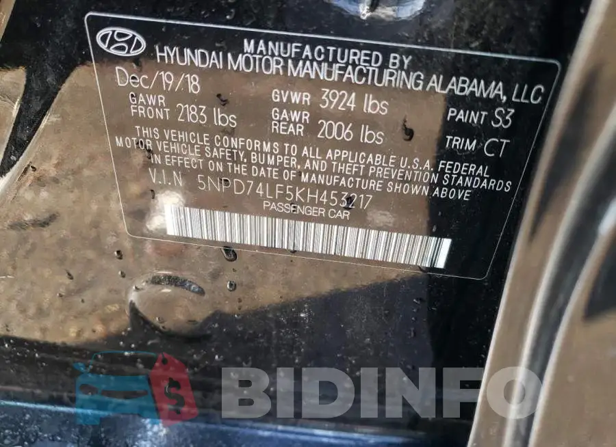 5NPD74LF5KH453217 Photo# 12