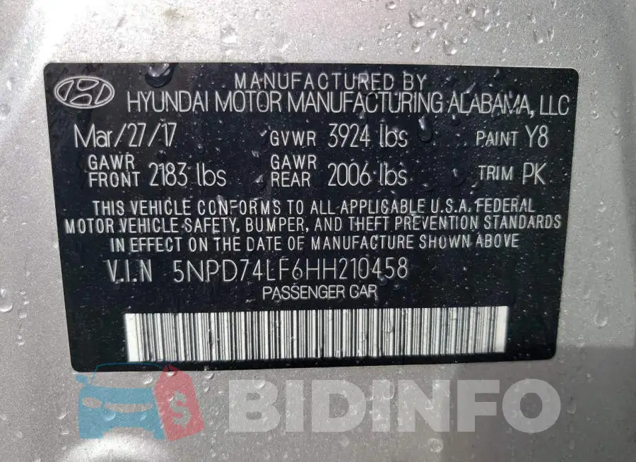 5NPD74LF6HH210458 Photo# 12