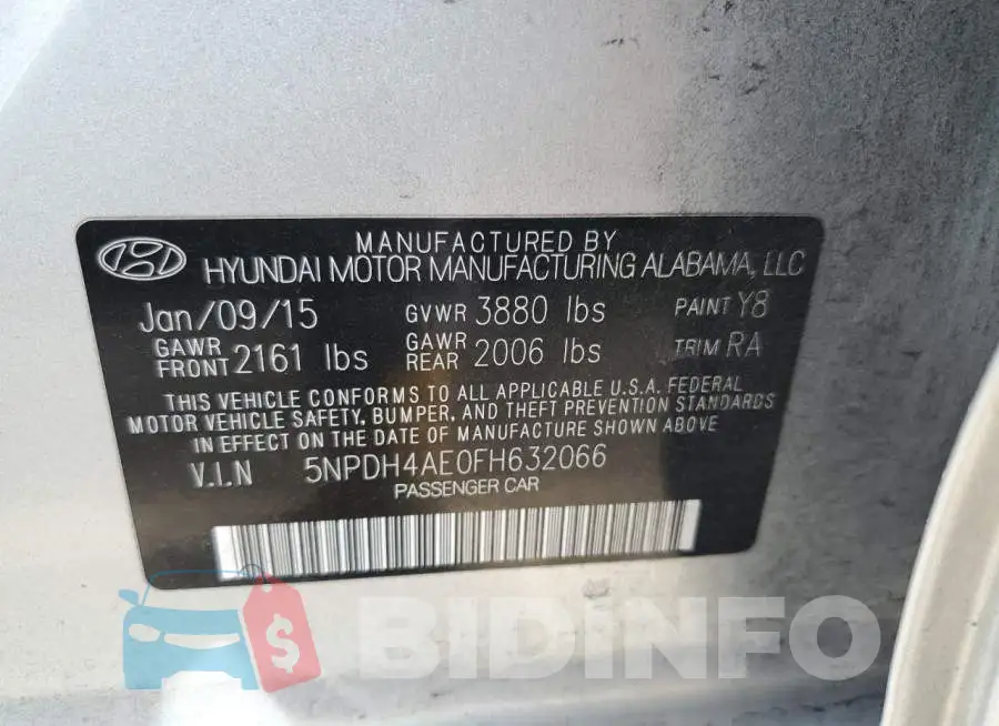 5NPDH4AE0FH632066 Photo# 12