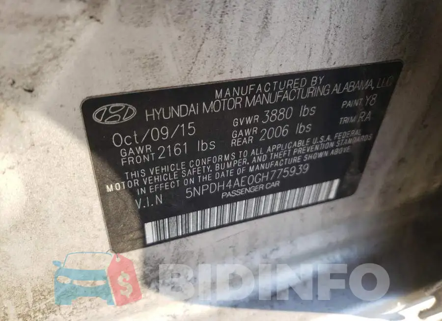 5NPDH4AE0GH775939 Photo# 12