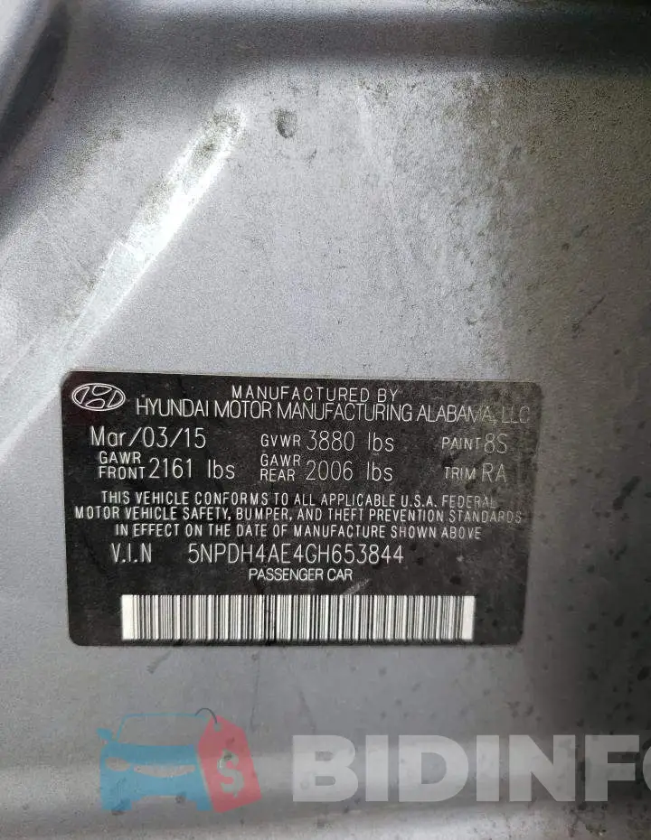 5NPDH4AE4GH653844 Photo# 12