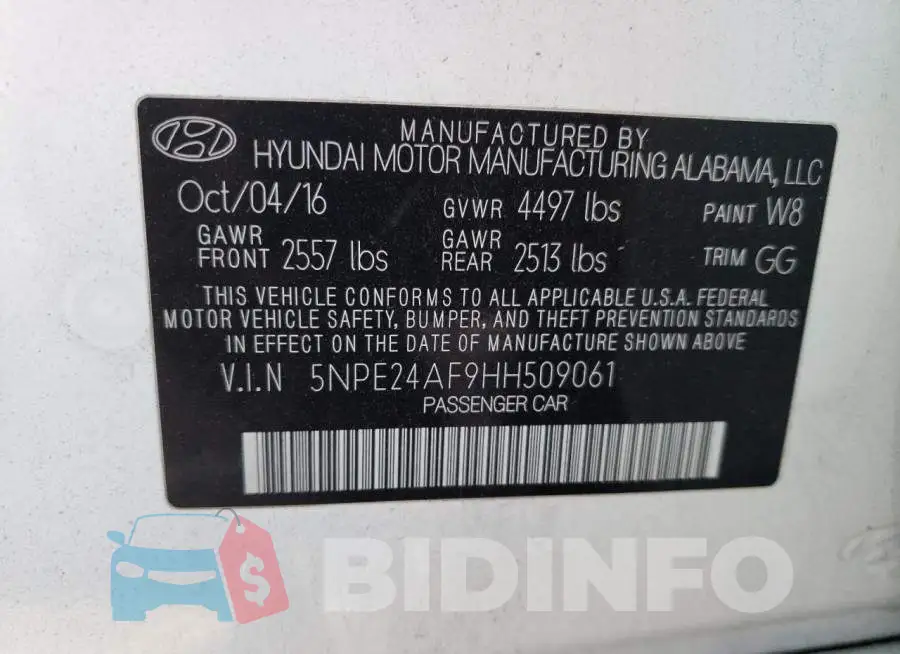 5NPE24AF9HH509061 Photo# 13