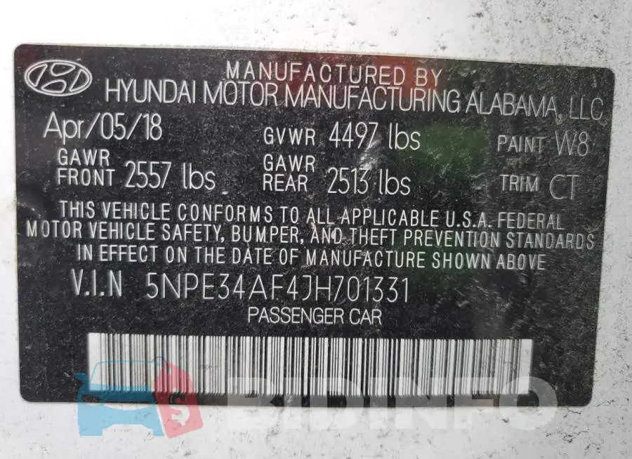 5NPE34AF4JH701331 Photo# 13